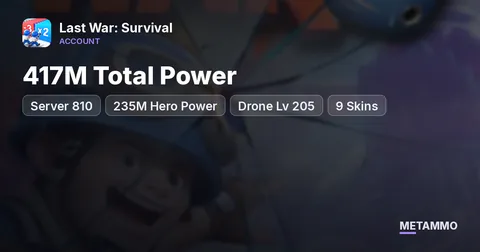 Server 810 | 417M Total Power | 235M Hero Power | Drone Lv 205 | 9 Skins