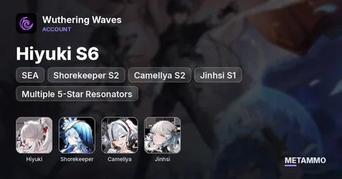 SEA Server | Hiyuki S6 | Shorekeeper S2 | Camellya S2 | Jinhsi S1 | Multiple 5-Star Resonators