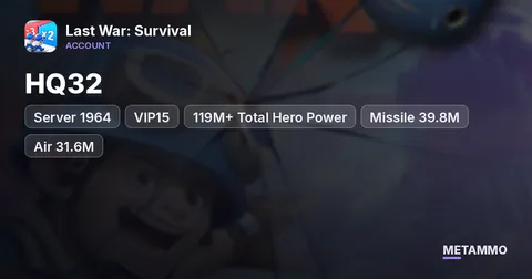 Server 1964 | HQ32 | VIP15 | 119M+ Total Hero Power | Missile 39.8M | Air 31.6M | Tank 29M | 14 UR Gears