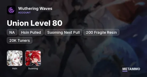 NA | Union Level 80 | Hsin Pulled | Suoming Next Pull | 200 Fragile Resin | 20K Tuners | 3K Echoes