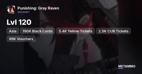 Asia | Lvl 120 | 190K Black Cards | 5.4K Yellow Tickets | 2.5K CUB Tickets | 99K Vouchers | 6 SSS Characters