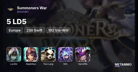EU | 5 LD5 | Lucifer, Nephthys, Tian Lang, N1X, Vancliffe | +230 Swift | +192 Vio-Will