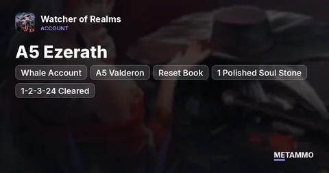 Whale Account | A5 Ezerath | A5 Valderon | Reset Book | 1 Polished Soul Stone | 1-2-3-24 Cleared