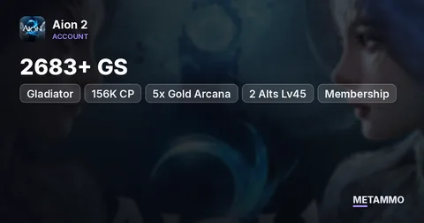 Gladiator | 2683+ GS | 156K CP | 5x Gold Arcana | 2 Alts Lv45 | Membership + Battle Pass | EU Azphel