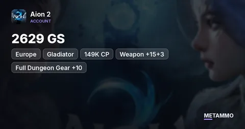 Gladiator | 2629 GS | 149K CP | Weapon +15+3 | Full Dungeon Gear +10 | EU Triniel