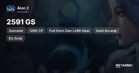 Sorcerer | 2591 GS | 126K CP | Full Horn Den Lv86 Gear | Gold Arcana | EU Ariel