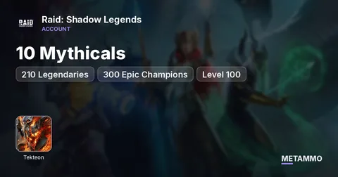 10 Mythicals | Tekteon | 210 Legendaries | 300 Epic Champions | Level 100