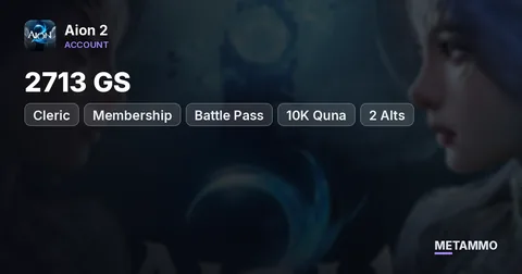 Cleric | 2713 GS | Membership + Battle Pass | 10K Quna | 2 Alts | EU Triniel
