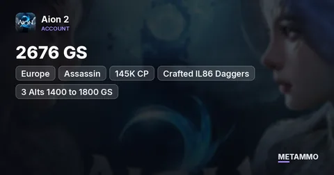 Assassin | 2676 GS | 145K CP | Crafted IL86 Daggers | 3 Alts 1400 to 1800 GS | EU Israphel