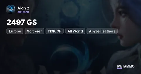 Sorcerer | 2497 GS | 110K CP | All World + Abyss Feathers | Membership + Battle Pass | EU Triniel