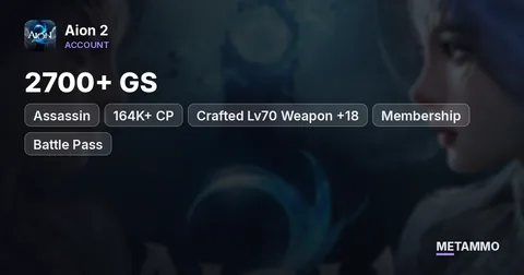 Assassin | 2700+ GS | 164K+ CP | Crafted Lv70 Weapon +18 | Membership + Battle Pass | EU Ereshkigal