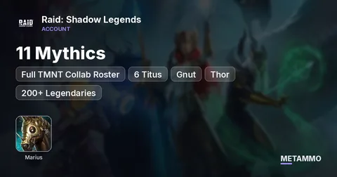 11 Mythics | Full TMNT Collab Roster | 6 Titus, Marius, Gnut, Thor | 200+ Legendaries | 25M PP