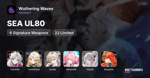 SEA UL80 | 6 Signature Weapons | 22 Limited | S1 Carlotta, Cartethyia, Lynae | Aemeath, Hiyuki, Augusta