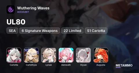 SEA UL80 | 6 Signature Weapons | 22 Limited | S1 Carlotta, Cartethyia, Lynae | Aemeath, Hiyuki, Augusta