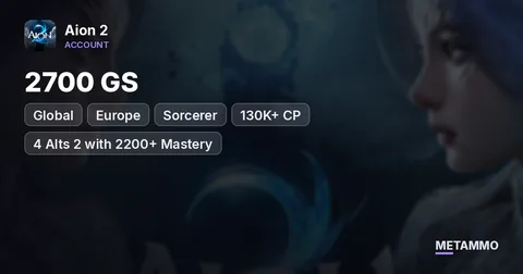 Sorcerer | 2700 GS | 130K+ CP | 4 Alts 2 with 2200+ Mastery | 4,000 Kina | Global EU Triniel Asmodian