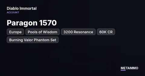 EU Pools of Wisdom | Paragon 1570 | 3200 Resonance | 60K CR | Burning Valor Phantom Set | 5-Star Leg Gems