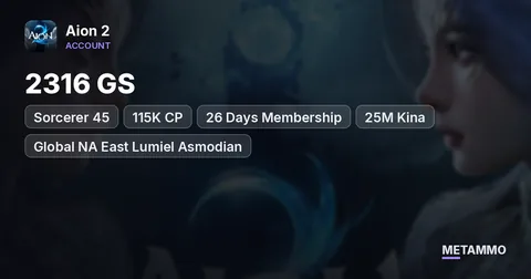 Sorcerer 45 | 2316 GS | 115K CP | 26 Days Membership | 25M Kina | Global NA East Lumiel Asmodian