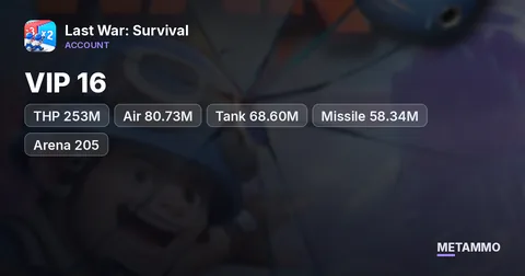 THP 253M | VIP 16 | Air 80.73M | Tank 68.60M | Missile 58.34M | Arena 205 | Top 5 in Servers 3-164