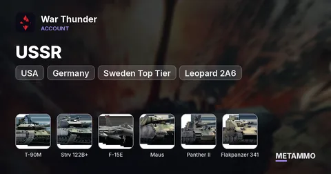 USSR + USA + Germany + Sweden Top Tier | T-90M, Strv 122B+, Leopard 2A6, F-15E | Maus, Panther II, Flakpanzer 341