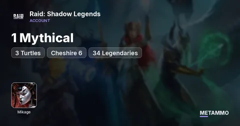 1 Mythical | Mikage | 3 Turtles | Cheshire 6* | 34 Legendaries