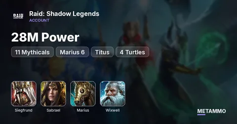 28M Power | 11 Mythicals | Siegfrund, Sabrael, Marius 6* | Titus + Wixwell | 4 Turtles