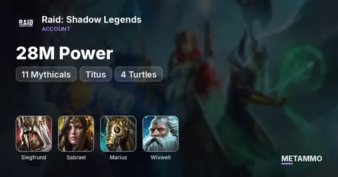 28M Power | 11 Mythicals | Siegfrund, Sabrael, Marius 6* | Titus + Wixwell | 4 Turtles