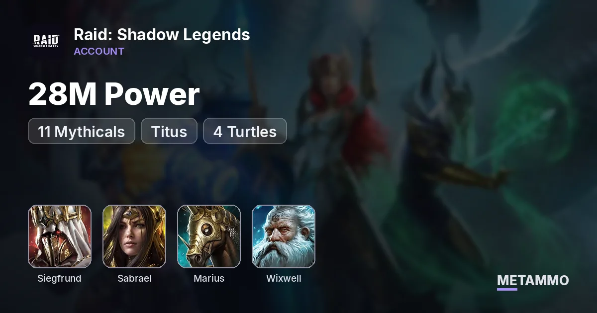 28M Power | 11 Mythicals | Siegfrund, Sabrael, Marius 6* | Titus + Wixwell | 4 Turtles - Raid: Shadow Legends account summary