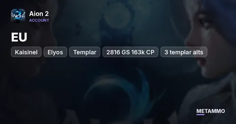 EU, Kaisinel (Elyos) Templar - 2816 GS 163k CP + (3 templar alts) Full Nuakum, and Kromede set + crafted Guard