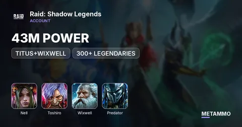 43M POWER | NELL, TOSHIRO, TITUS+WIXWELL, PREDATOR, HEGEMON | 300+ LEGENDARIES
