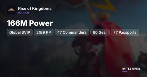 Global SVIP | 166M Power | 21B9 KP | 47 Commanders | 60 Gear | 77 Passports | City Hall 25 | 14 Farms