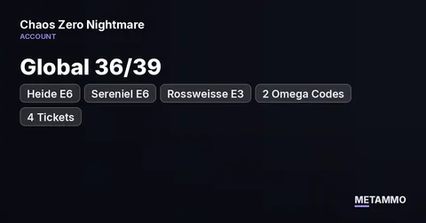 Global 36/39 | Heide E6 | Sereniel E6 | Rossweisse E3 | 2 Omega Codes | 4 Tickets