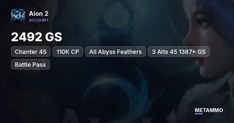 Chanter 45 | 2492 GS | 110K CP | All Abyss Feathers | 3 Alts 45 1387+ GS | Battle Pass | Global EU Ludra Asmodian