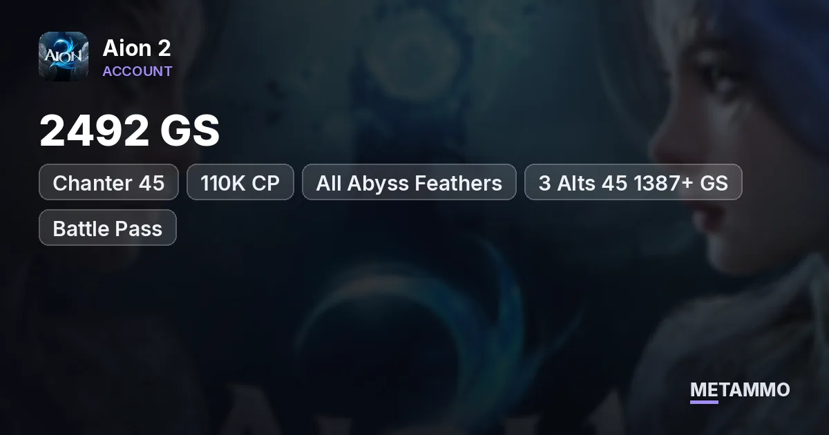 Chanter 45 | 2492 GS | 110K CP | All Abyss Feathers | 3 Alts 45 1387+ GS | Battle Pass | Global EU Ludra Asmodian - Aion 2 account summary