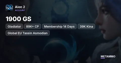 Gladiator | 1900 GS | 89K+ CP | Membership 14 Days | 39K Kina | Global EU Tassin Asmodian