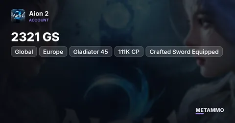 Gladiator 45 | 2321 GS | 111K CP | Crafted Sword Equipped | Extra Gear in Storage | Global EU Kaisinel Elyos