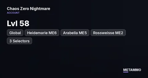 Global Lvl 58 | 29/39 | Heidemarie ME6 | Arabella ME5 | Rossweisse ME2 | 3 Selectors | 486 Crystals