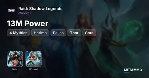 13M Power | 4 Mythics | Nais, Harima, Wixwell, Pallas, Thor, Gnut | 169 Legendaries