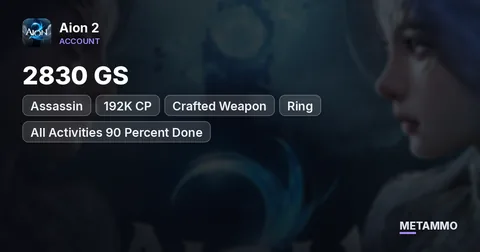 Assassin | 2830 GS | 192K CP | Crafted Weapon + Ring | All Activities 90 Percent Done | Global EU Israphel Asmodian