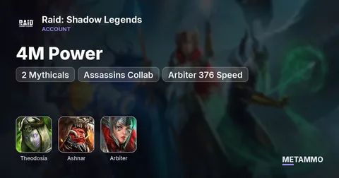 4M Power | 2 Mythicals | Theodosia, Ashnar | Assassins Collab | Arbiter 376 Speed