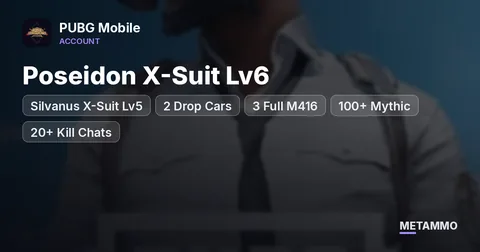 Poseidon X-Suit Lv6 + Silvanus X-Suit Lv5 | 2 Drop Cars | 3 Full M416 | 100+ Mythic | 20+ Kill Chats
