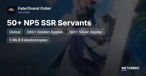 Global | 50+ NP5 SSR Servants | 260+ Golden Apples | 180+ Silver Apples | 5 MLB Kaleidoscopes