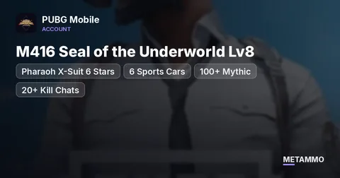 Pharaoh X-Suit 6 Stars | 6 Sports Cars | M416 Seal of the Underworld Lv8 | 100+ Mythic | 20+ Kill Chats