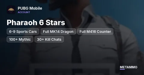 Pharaoh 6 Stars | 6-9 Sports Cars | Full MK14 Dragon | Full M416 Counter | 100+ Mythic | 30+ Kill Chats | Conqueror