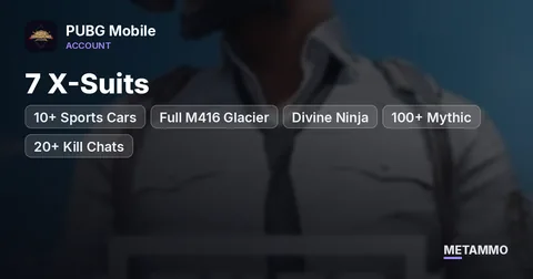 7 X-Suits | 10+ Sports Cars | Full M416 Glacier + Divine Ninja | 100+ Mythic | 20+ Kill Chats | Conqueror