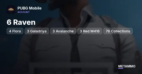 6 Raven | 4 Flora | 3 Galadriya | 3 Avalanche | 3 Red M416 | 76 Collections | 100+ Mythic | 20+ Kill Chats