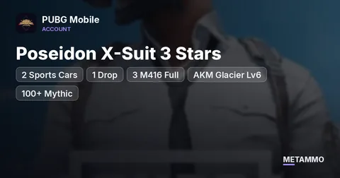 Poseidon X-Suit 3 Stars | 2 Sports Cars + 1 Drop | 3 M416 Full | AKM Glacier Lv6 | 100+ Mythic | 5+ Kill Chats