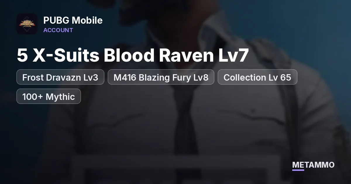 5 X-Suits Blood Raven Lv7 + Frost Dravazn Lv3 | M416 Blazing Fury Lv8 | Collection Lv 65 | 100+ Mythic - PUBG Mobile account summary