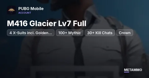 4 X-Suits incl. Golden Pharaoh 4 Stars | M416 Glacier Lv7 Full | 100+ Mythic | 30+ Kill Chats | Crown
