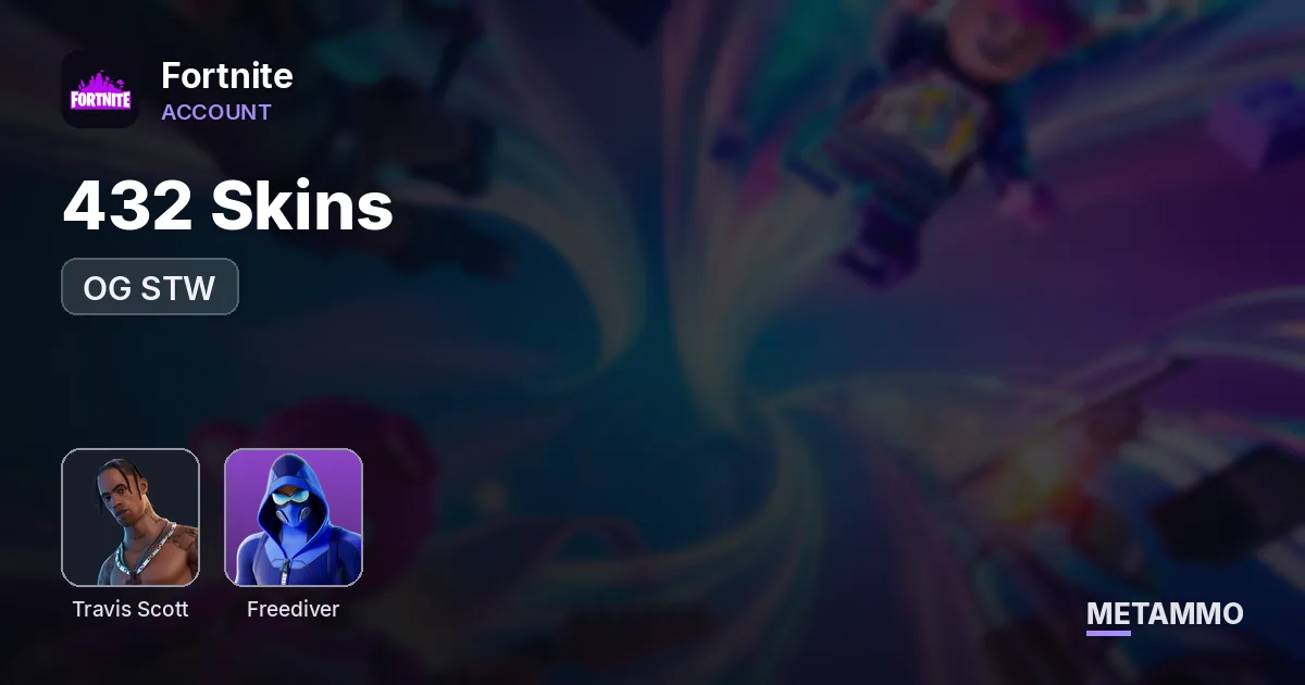 432 Skins | OG STW | Travis Scott | Freediver - Fortnite account summary