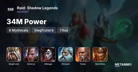 34M Power | 8 Mythicals | Siegfrund 6*, Embrys, Mikage | Titus + Wixwell | Taras + Marichka